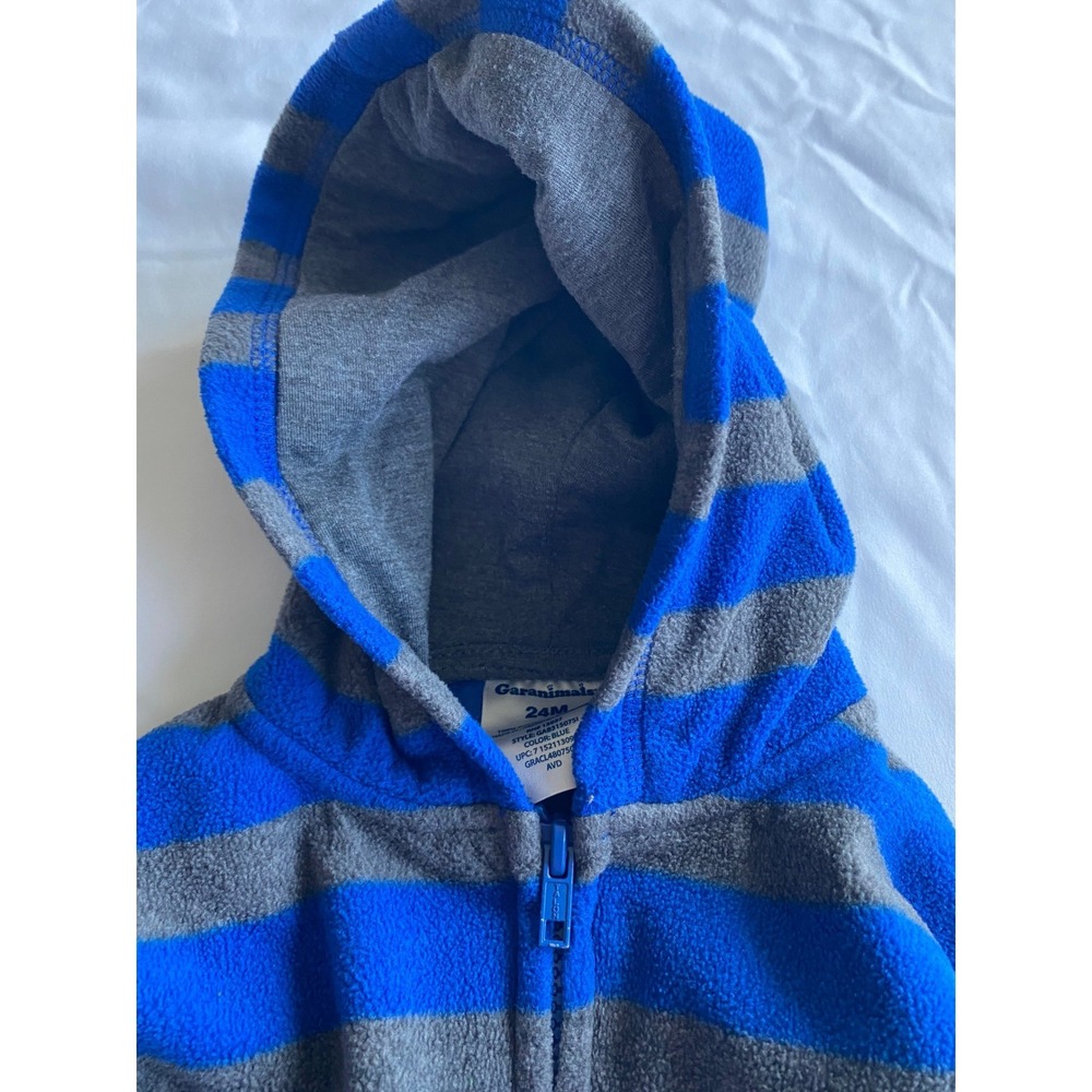 Garanimals Boys Striped Fleece Casual Zip Hoodie Size 24M Blue Gray GAB315075I - Picture 6 of 10